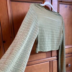 Semi-sheer foliage long sleeve top